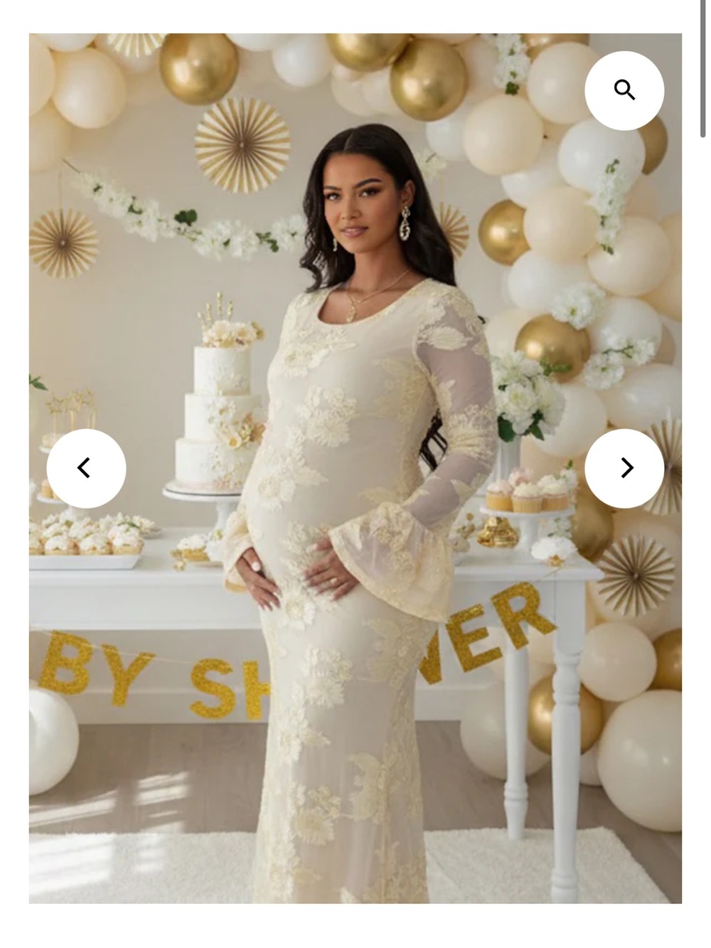 Ivory Lace Maternity Dress with Bell Sleeves- NEVER WORN